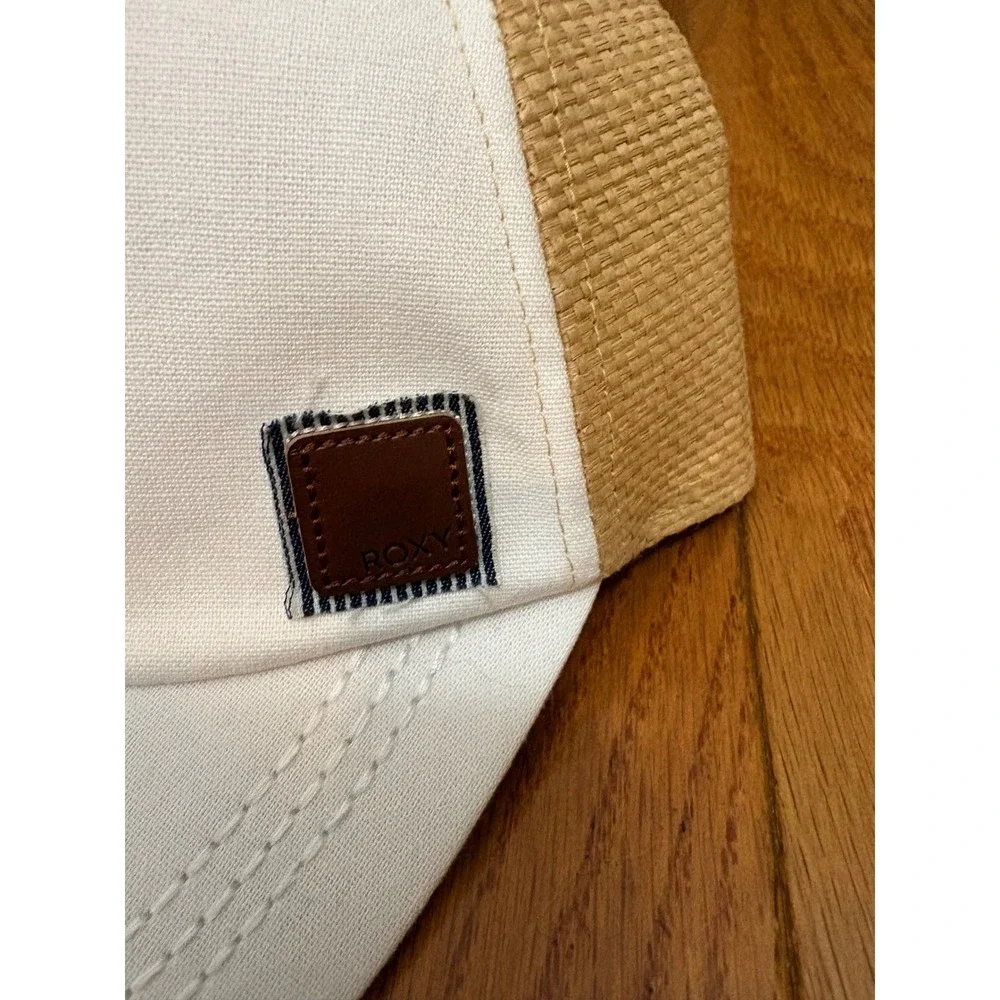 Roxy Incognito White Tan Straw Woven Baseball Cap Hat ERJHA03614 NEW